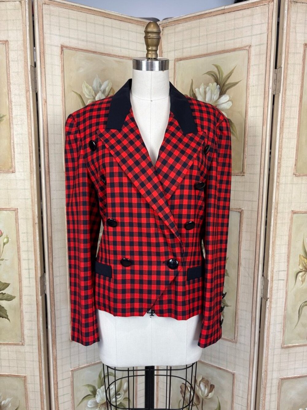 Escada Checkered Double Breasted Blazer